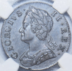 1746 Halfpenny (NGC AU 58 BN) - George II British Copper Coin - Very Nice
