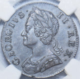 1746 Halfpenny (NGC AU 58 BN) - George II British Copper Coin - Very Nice