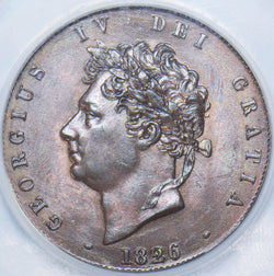1826 Halfpenny (CGS 65) - George IV British Copper Coin - Very Nice