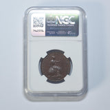 1847 Halfpenny (NGC MS 62 BN) - Victoria British Copper Coin - Very Nice