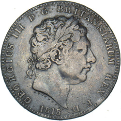 1818 LVIII Crown - George III British Silver Coin - Nice