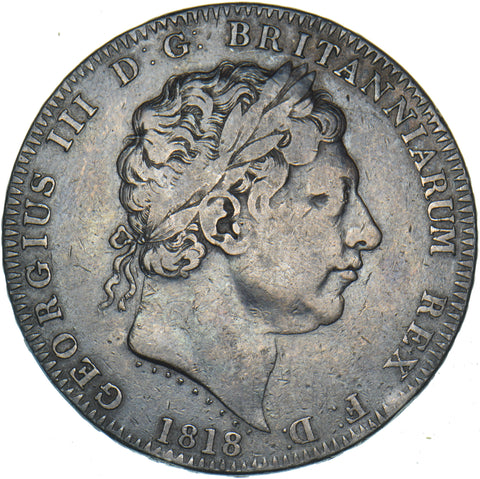 1818 LVIII Crown - George III British Silver Coin - Nice