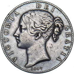 1847 Crown - Victoria British Silver Coin - Nice