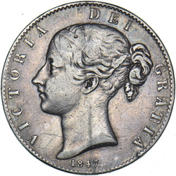 1847 Crown - Victoria British Silver Coin - Nice