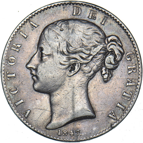 1847 Crown - Victoria British Silver Coin - Nice