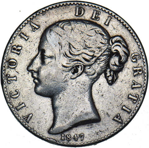 1847 Crown - Victoria British Silver Coin