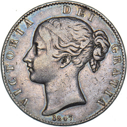 1847 Crown - Victoria British Silver Coin - Nice