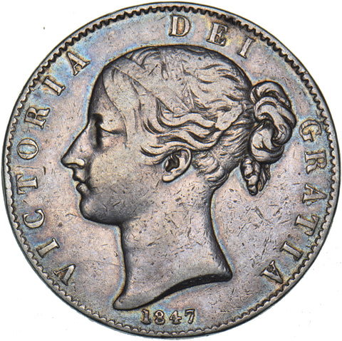 1847 Crown - Victoria British Silver Coin - Nice