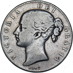 1847 Crown - Victoria British Silver Coin