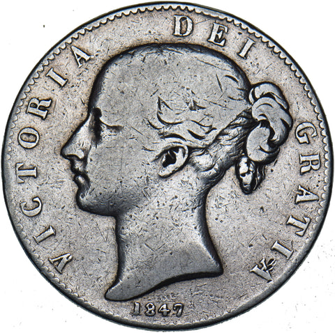 1847 Crown - Victoria British Silver Coin