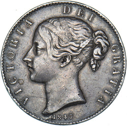 1847 Crown - Victoria British Silver Coin - Nice