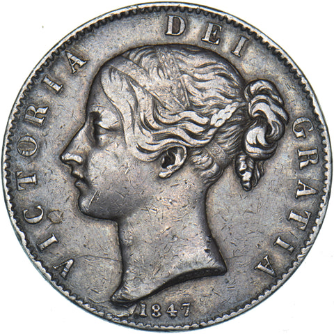 1847 Crown - Victoria British Silver Coin - Nice