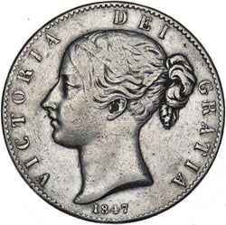 1847 Crown - Victoria British Silver Coin
