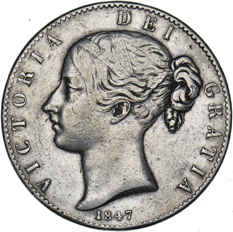 1847 Crown - Victoria British Silver Coin