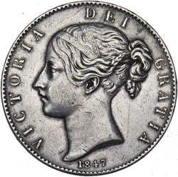 1847 Crown - Victoria British Silver Coin - Nice