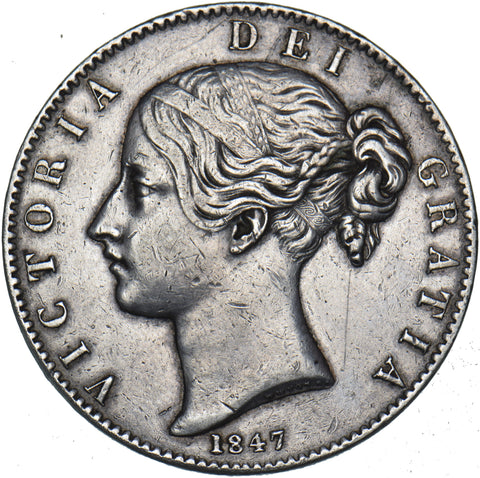 1847 Crown - Victoria British Silver Coin - Nice