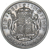 1937 Crown - George VI British Silver Coin - Very Nice