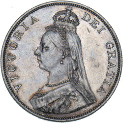 1887 Double Florin (Arabic 1) - Victoria British Silver Coin - Very Nice