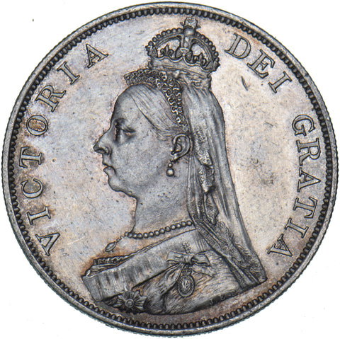 1887 Double Florin (Arabic 1) - Victoria British Silver Coin - Very Nice