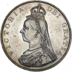1887 Double Florin (Roman 1) - Victoria British Silver Coin - Superb