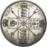 1887 Double Florin (Roman 1) - Victoria British Silver Coin - Superb