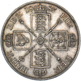 1887 Double Florin (Arabic 1) - Victoria British Silver Coin - Very Nice