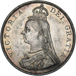 1887 Double Florin (Arabic 1) - Victoria British Silver Coin - Very Nice