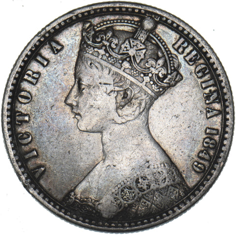 1849 Godless Florin (WW Obliterated) - Victoria British Silver Coin