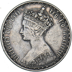 1864 Gothic Florin - Victoria British Silver Coin - Nice