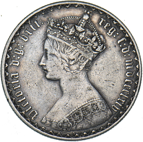 1864 Gothic Florin - Victoria British Silver Coin - Nice