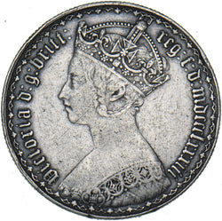 1883 Gothic Florin - Victoria British Silver Coin - Nice