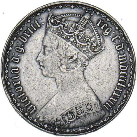 1883 Gothic Florin - Victoria British Silver Coin - Nice