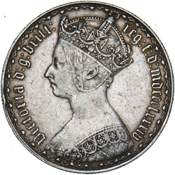 1884 Gothic Florin - Victoria British Silver Coin - Nice