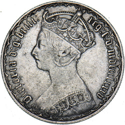 1885 Gothic Florin - Victoria British Silver Coin - Nice
