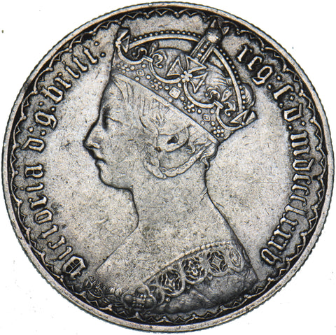 1885 Gothic Florin - Victoria British Silver Coin - Nice