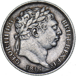1816 Sixpence - George III British Silver Coin - Nice