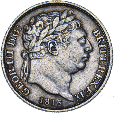 1816 Sixpence - George III British Silver Coin - Nice