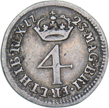 1723 Maundy Fourpence - George I British Silver Coin - Nice