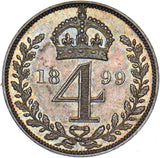 1899 Maundy Fourpence - Victoria British Silver Coin - Superb