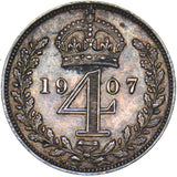 1907 Maundy Fourpence - Edward VII British Silver Coin - Very Nice