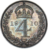 1910 Maundy Fourpence - Edward VII British Silver Coin - Superb