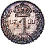 1911 Maundy Fourpence - George V British Silver Coin - Very Nice