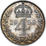 1929 Maundy Fourpence - George V British Silver Coin - Superb