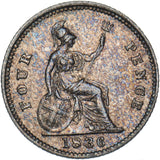 1836 Groat (Fourpence) - William IV British Silver Coin - Very Nice