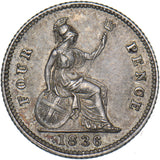 1836 Groat (Fourpence) - William IV British Silver Coin - Very Nice