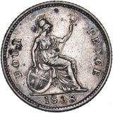 1838 Groat (Fourpence) - Victoria British Silver Coin - Very Nice
