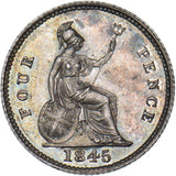 1845 Groat (Fourpence) - Victoria British Silver Coin - Superb