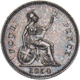 1854 Groat (Fourpence) - Victoria British Silver Coin - Very Nice
