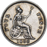 1888 Groat (Fourpence) - Victoria British Silver Coin - Nice