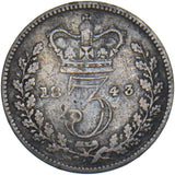 1843 Threepence - Victoria British Silver Coin